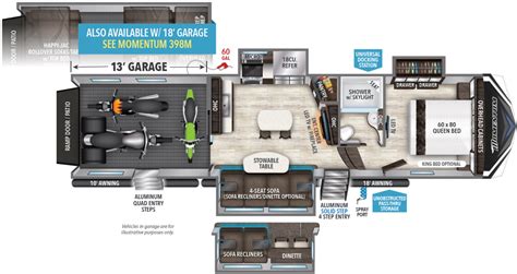 Grand design toy hauler floor plans - The all new Momentum G-Class is lighter without sacrificing any comfort or spaciousness — thanks to our tall ceilings and slide outs. With all of the quality, innovation, and functionality that our family of Momentum owners love, it's everything you need and nothing you don’t. SuperChassis. CRE3000 Suspension. Cooper Tires. 